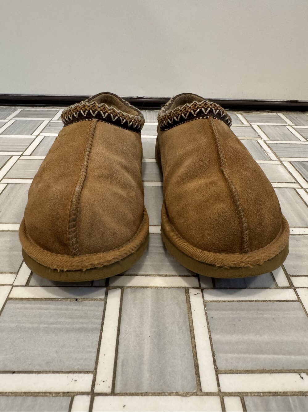 Women’s UGG Tasman Suede Sheepskin Slippers - Chestnut Brown - Size 8